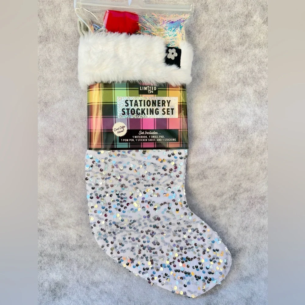 LIMITED too SEQUIN STOCKING and STATIONARY GIFT SET - Picture 1 of 9